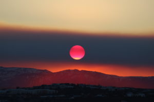 Red Sunrise over Reykjavik by Óttar Sveinsson