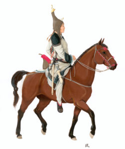 Artist’s impression of a Scythian on a horse. Reconstruction by D V Pozdnjakov.