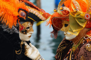Masked Lovers at Venice Carnival